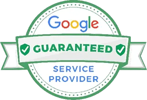 Google Guaranteed Service Provider badge with green check marks and a ribbon banner.